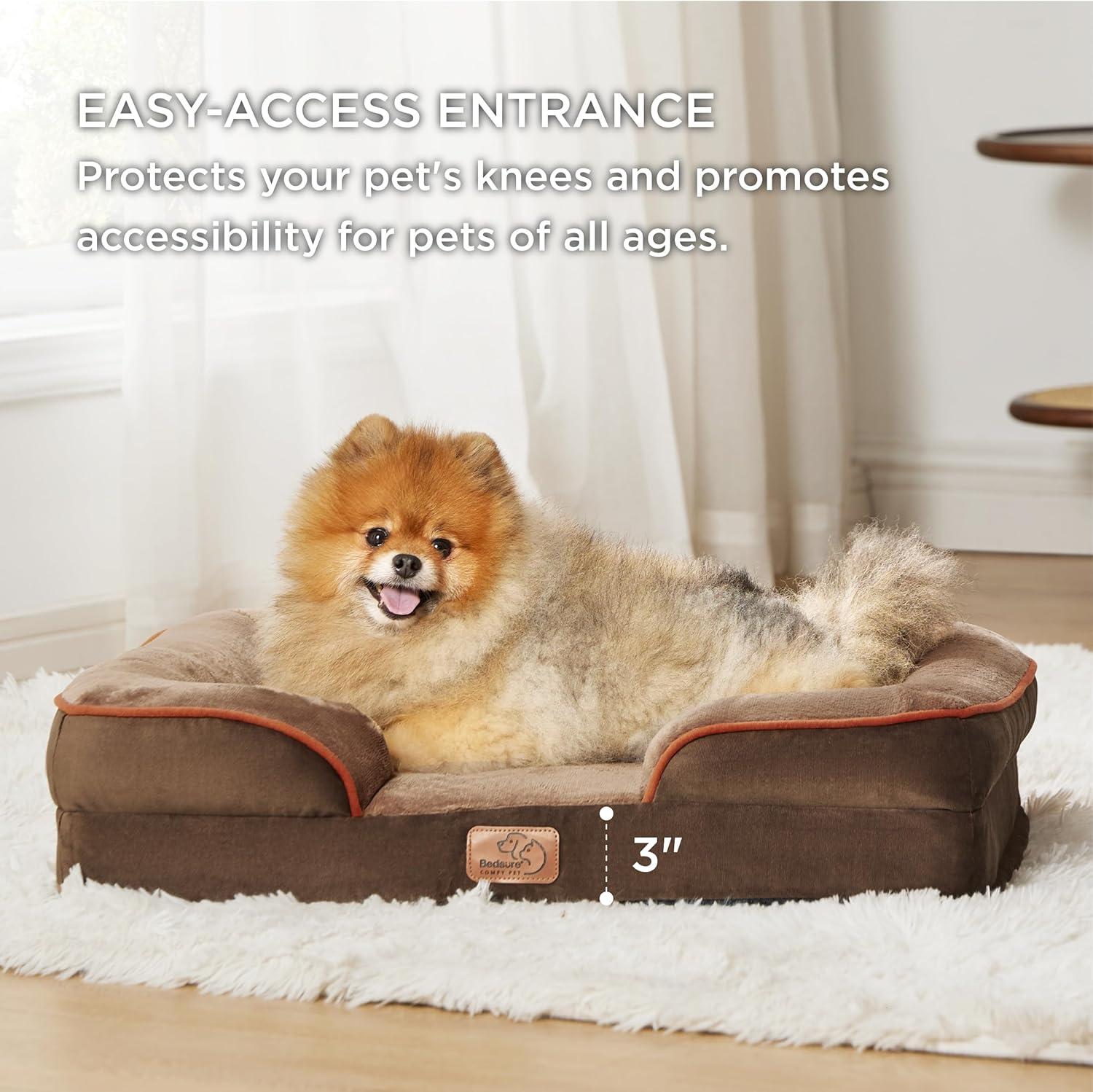 Small Orthopedic Waterproof Dog Bed with Bolster