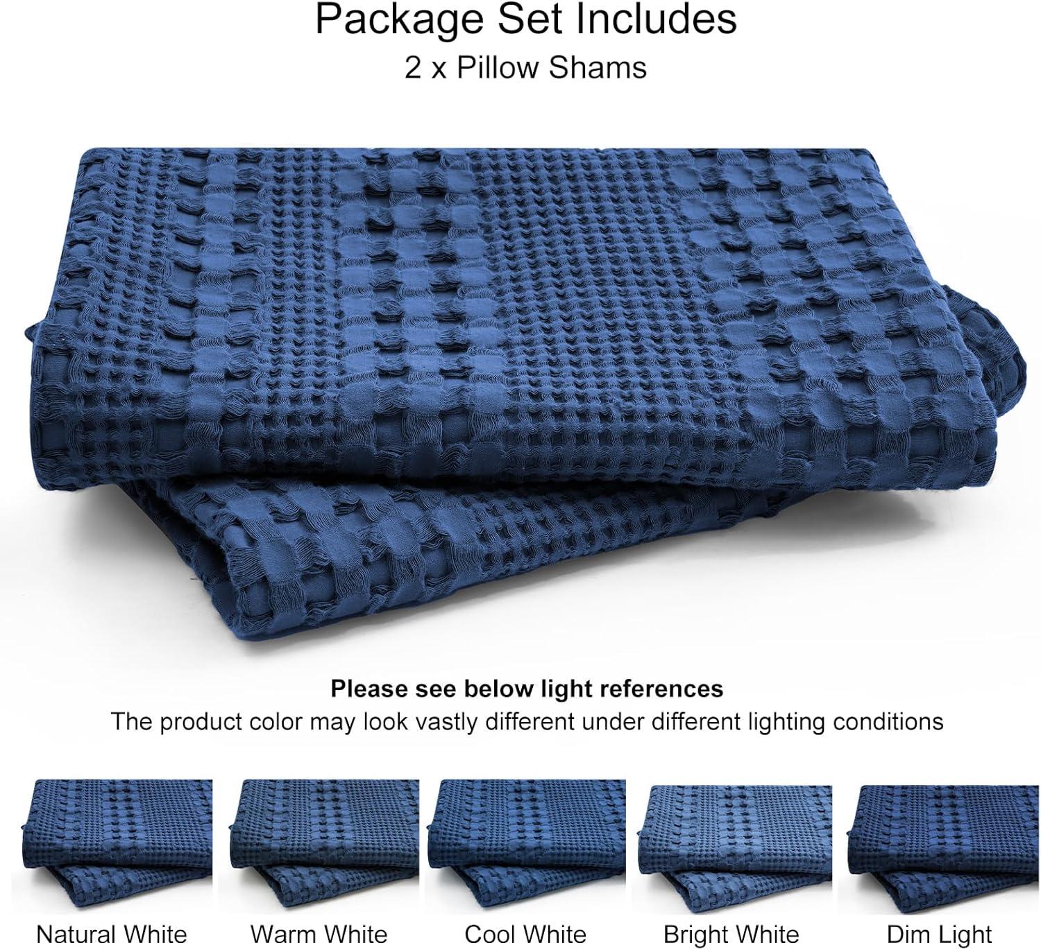 Cotton Waffle Pillowcases 2 Pack 20" X 26" - Navy Blue