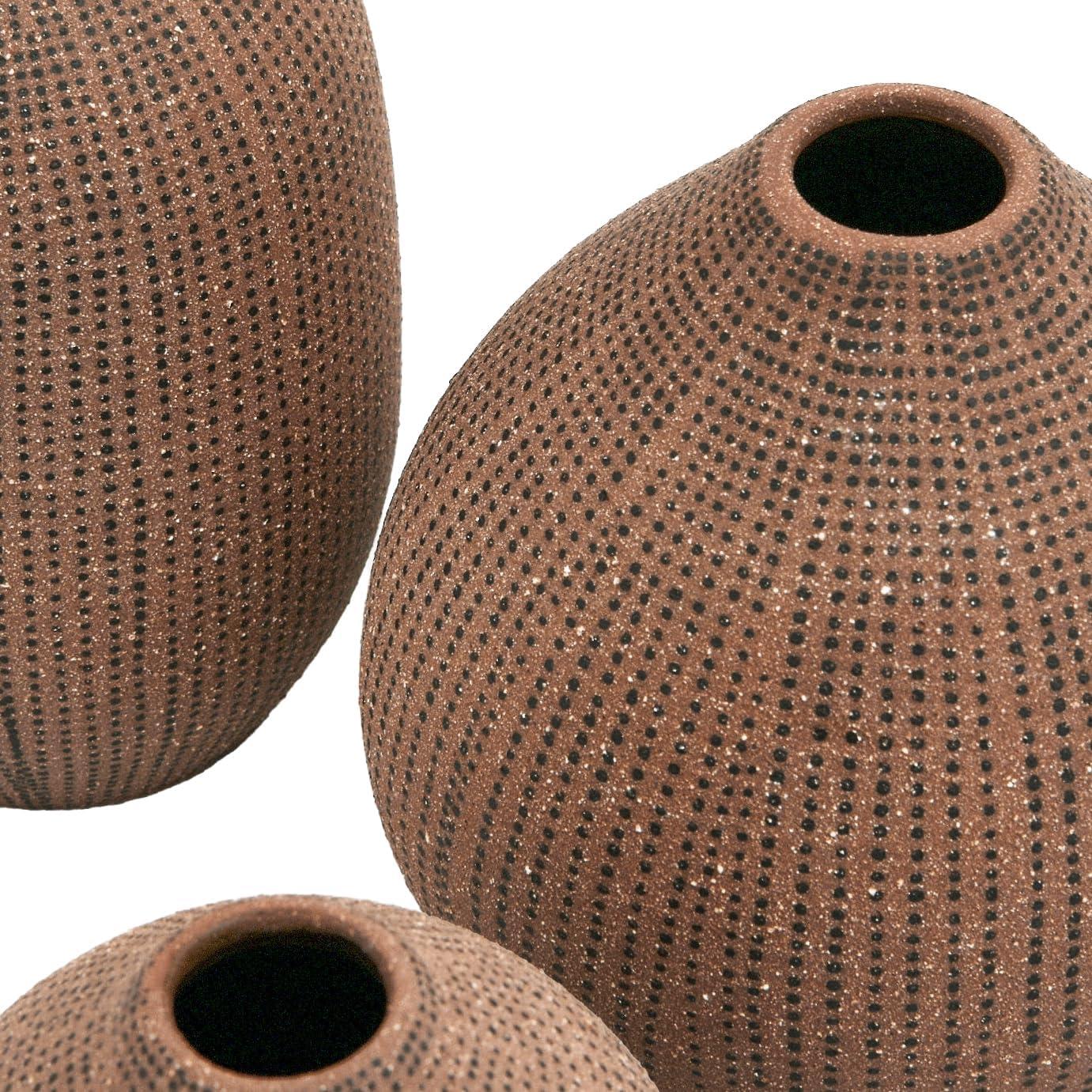 Creative Co-Op Decorative Textured Stoneware Vases, Set of 3, Blush
