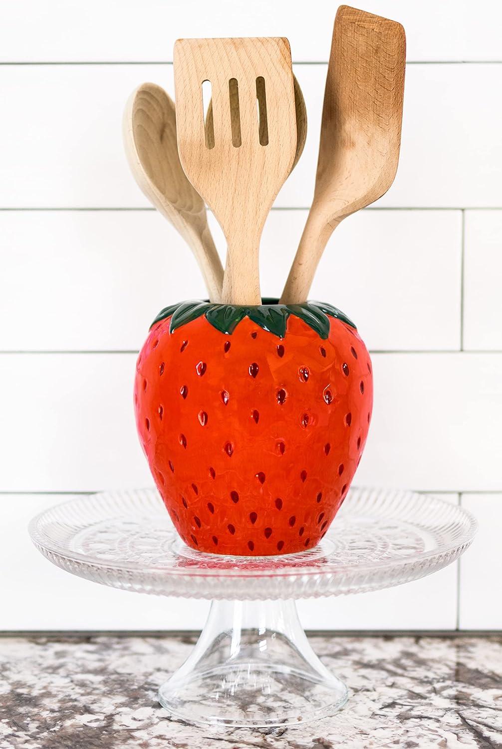 Strawberry Shaped Red Ceramic Decorative Vase