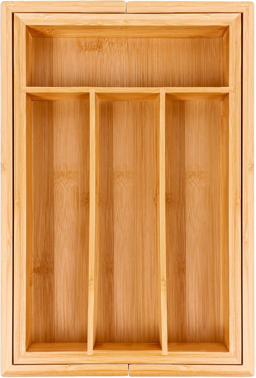 Expandable Bamboo 8-Slot Flatware Organizer