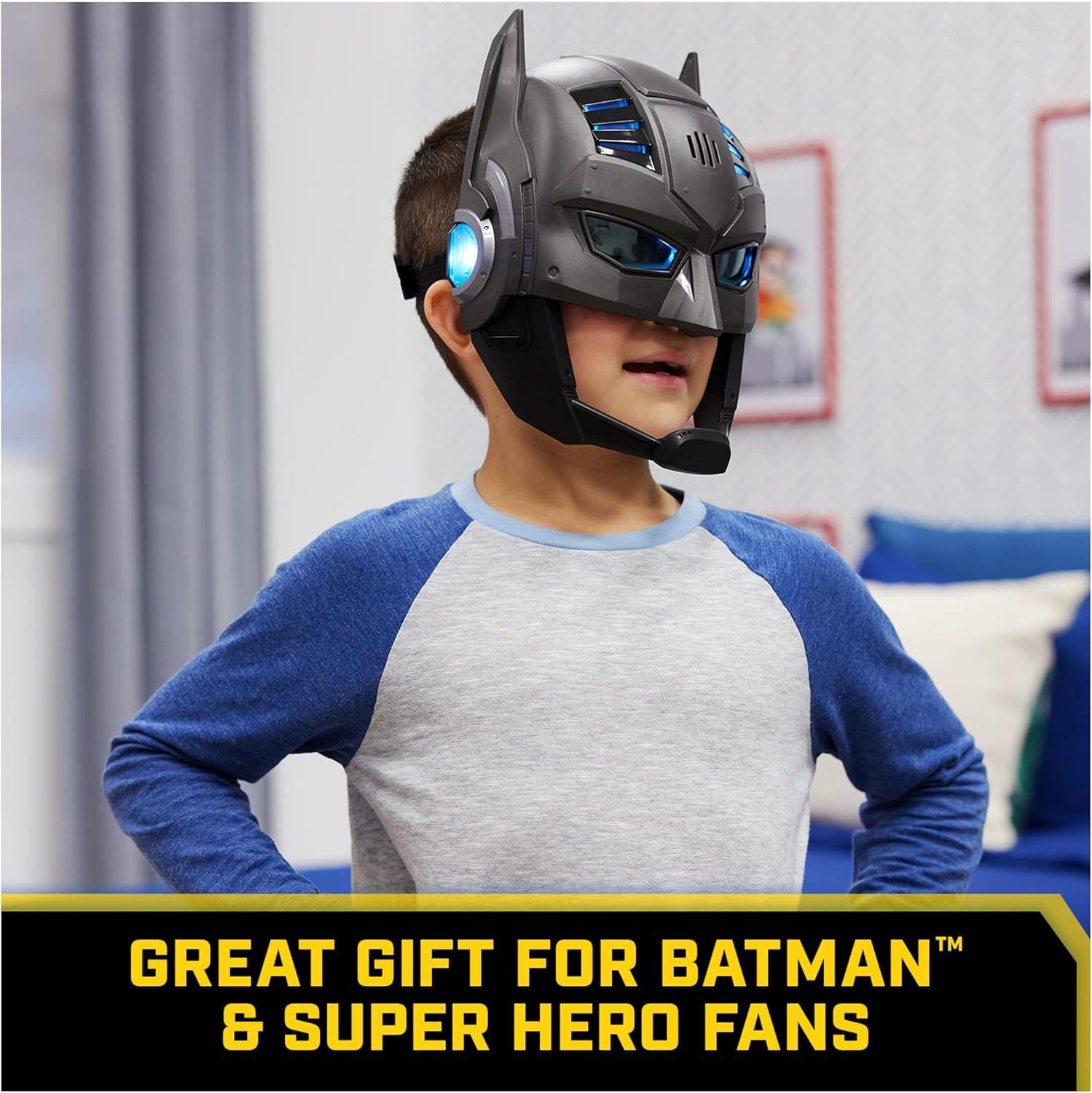 DC Comics, Armor-Up Batman Mask with Visor, 15+ Sounds & Phrases, Lights, Super Hero Costume, Kids Roleplay for Boys and Girls Ages 4+