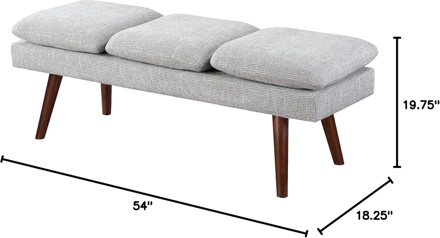 Amanda 54" Mid-Century Bench in Gray Fabric