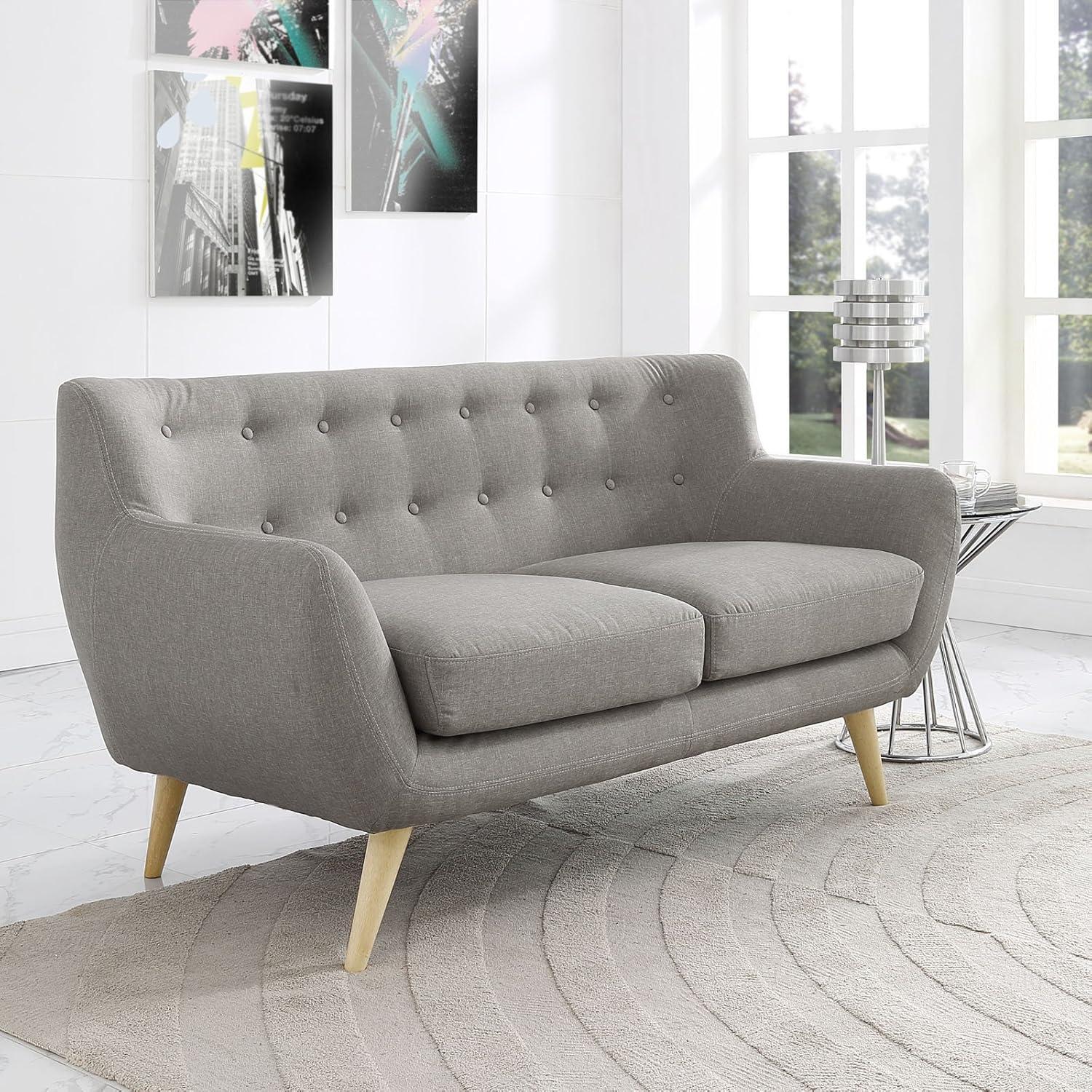 Modway Remark Upholstered Fabric Loveseat in Light Gray