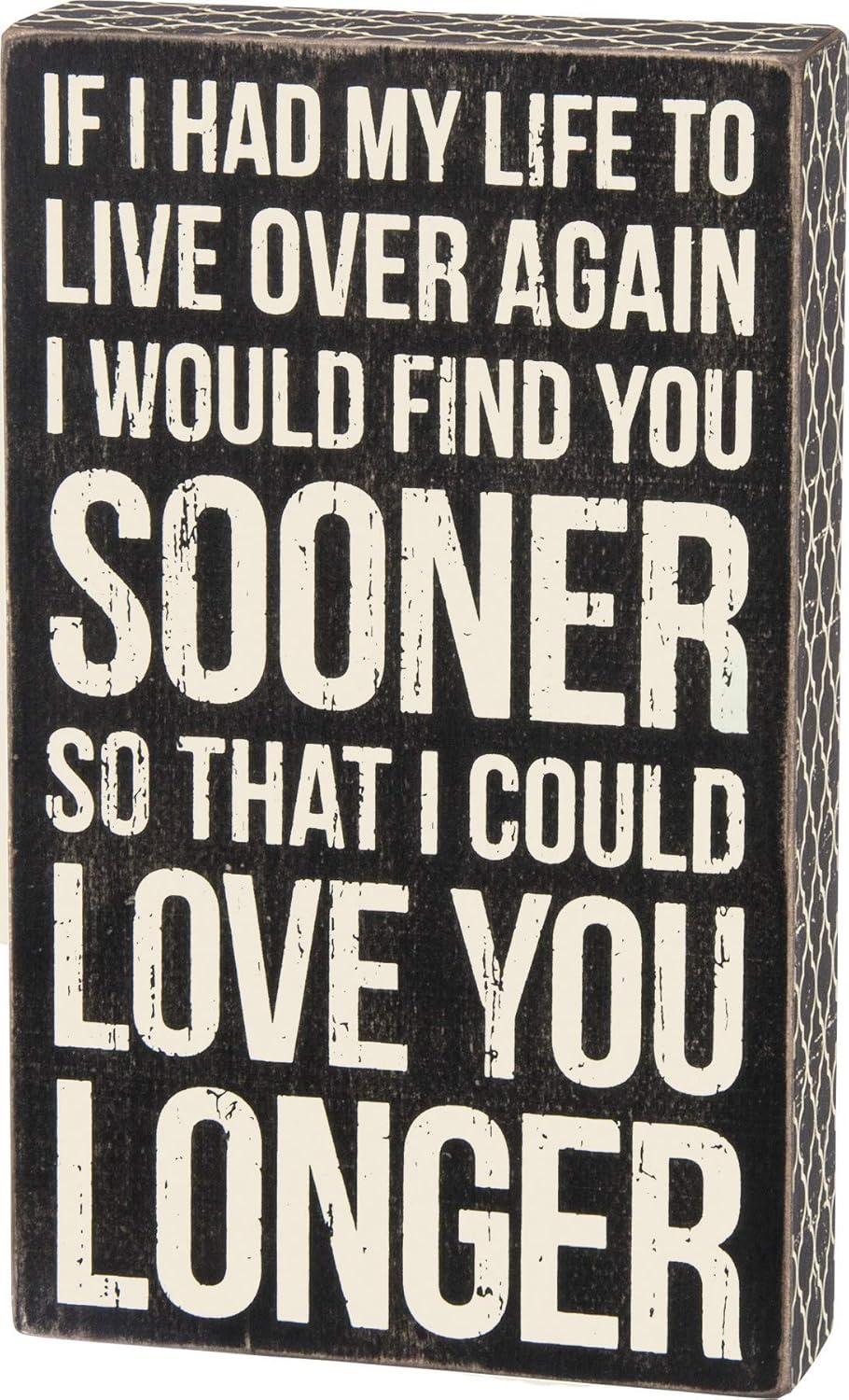 Black and White Wooden Love Quote Box Sign