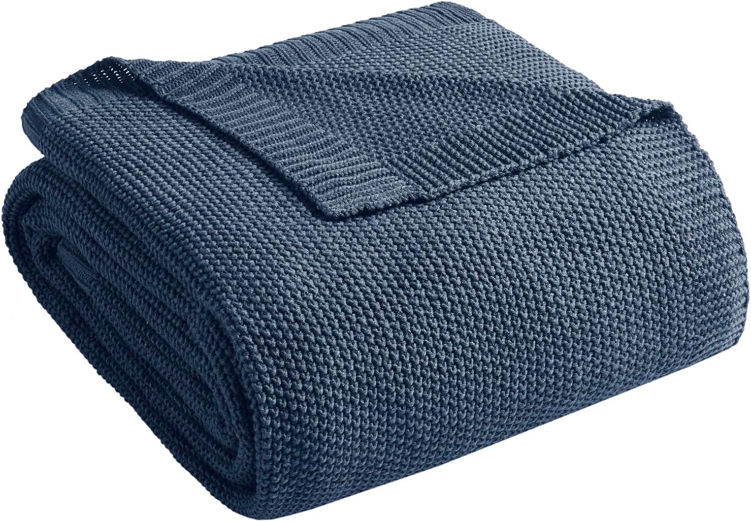 Twin Bree Knit Bed Blanket Indigo
