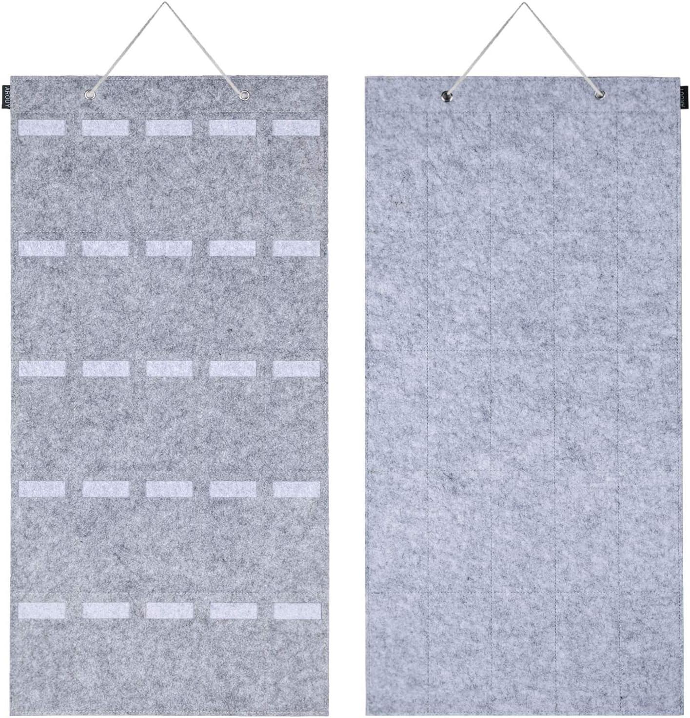 Gray Non-Woven Fabric 25-Slot Hanging Sunglasses Organizer