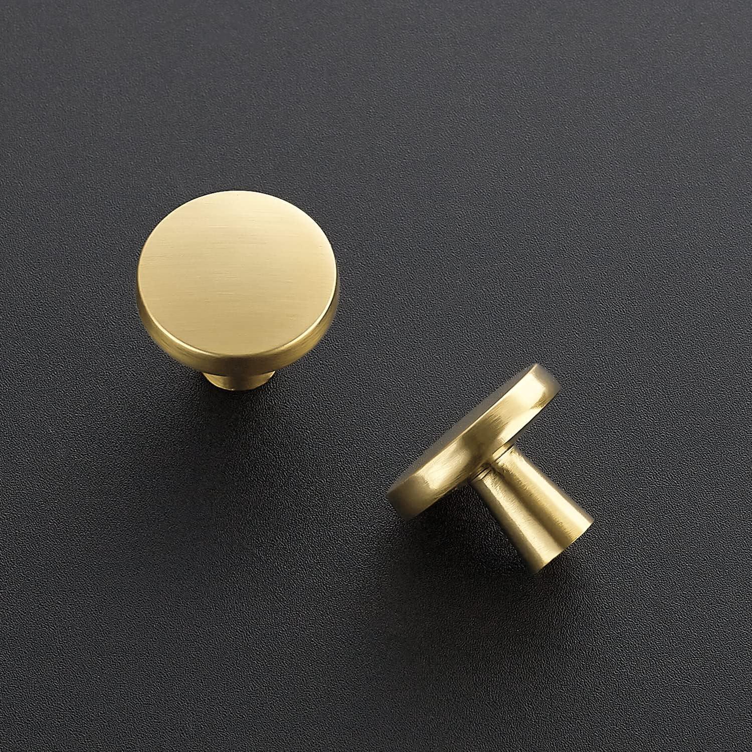 Brushed Brass Round Knurled Cabinet Knob Set