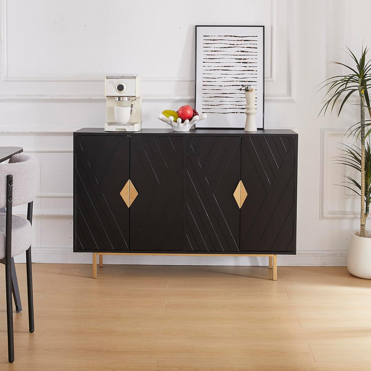 Mercer41 47.2" Accent Cabinet With 3D Geometric Doors