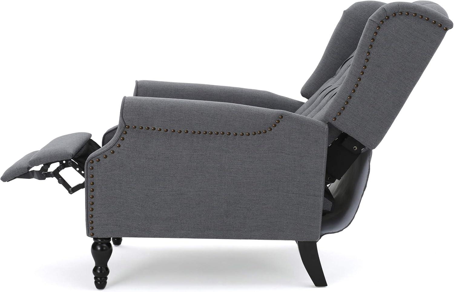 Noble House Walter Wingback Fabric Recliner, Set of 2, Gray