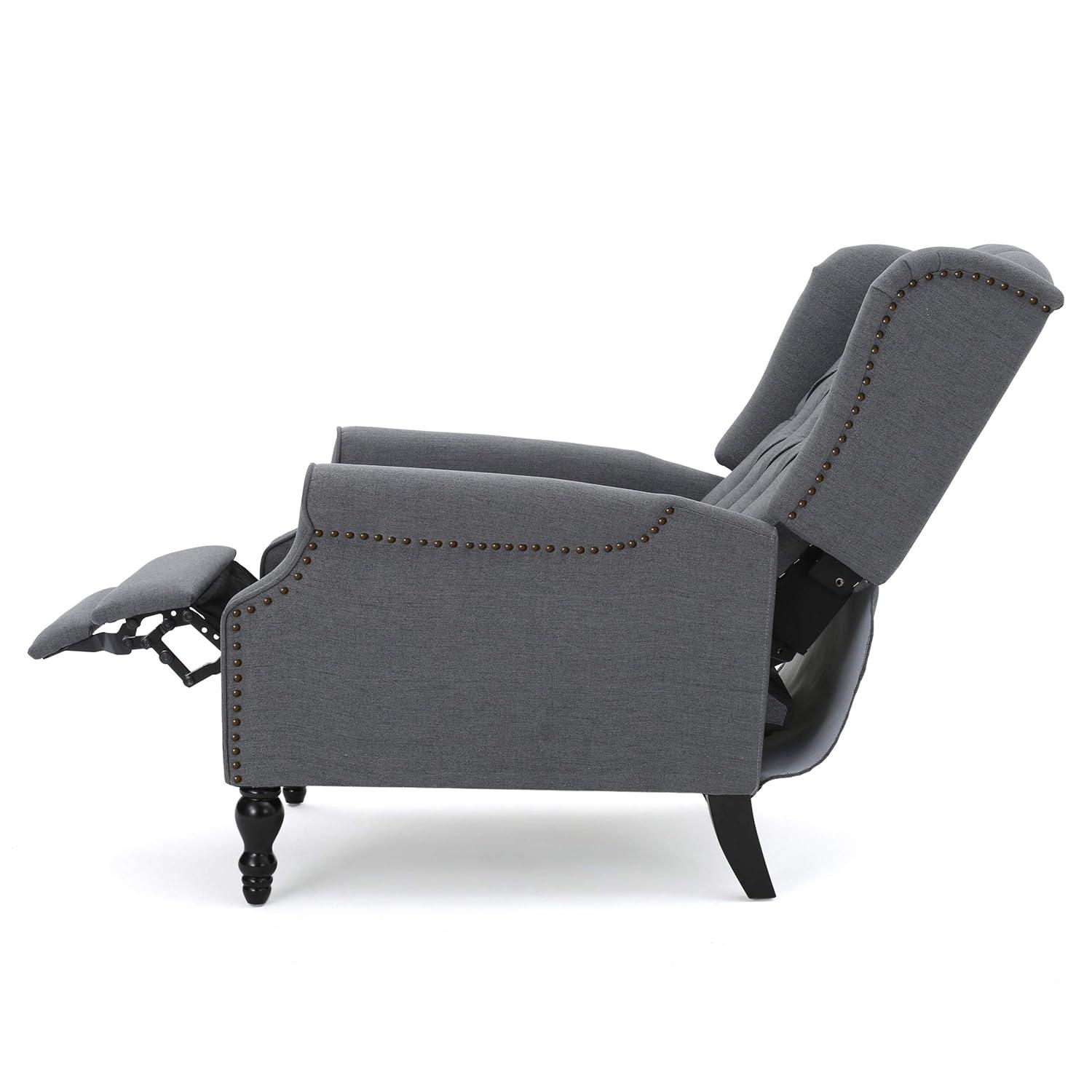 Noble House Walter Wingback Fabric Recliner, Set of 2, Gray