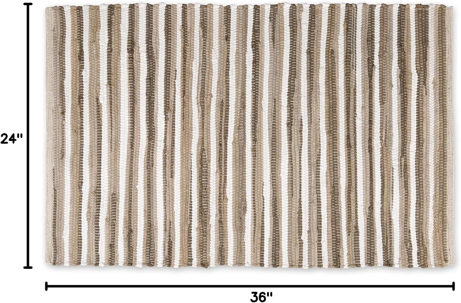 TAUPE SLIM STRIPE COTTON CHINDI RUG 2x3FT