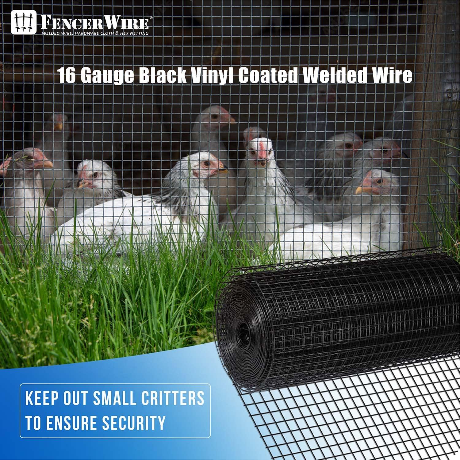Fencer Wire 16 Gauge Black Vinyl Coated Welded Wire with Mesh Size 1.5” x 1.5”, Multiple Sizes & Reviews | Wayfair