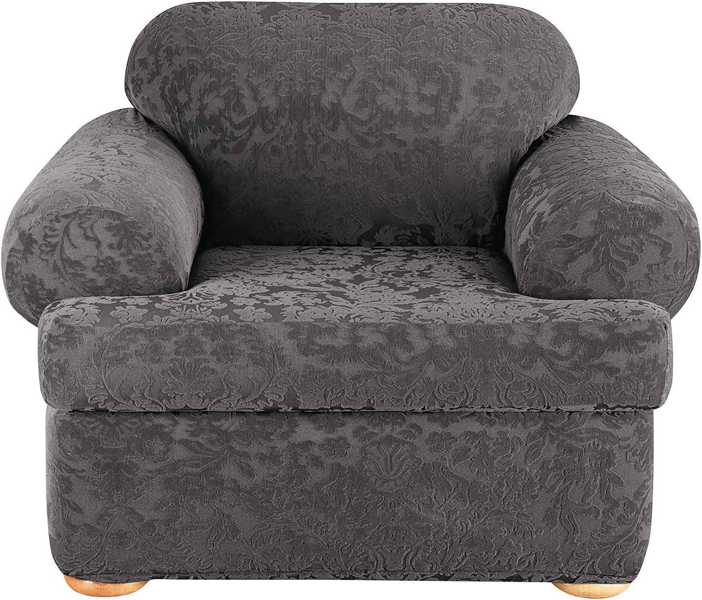 Stretch Jacquard Damask T-Chair Slipcover - Sure Fit