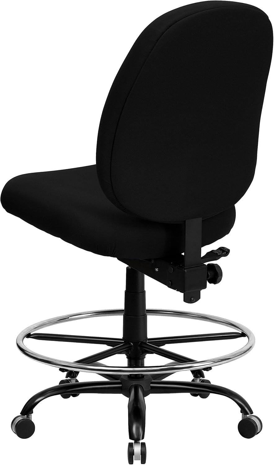 High Back Black Fabric Swivel Drafting Chair with Footrest