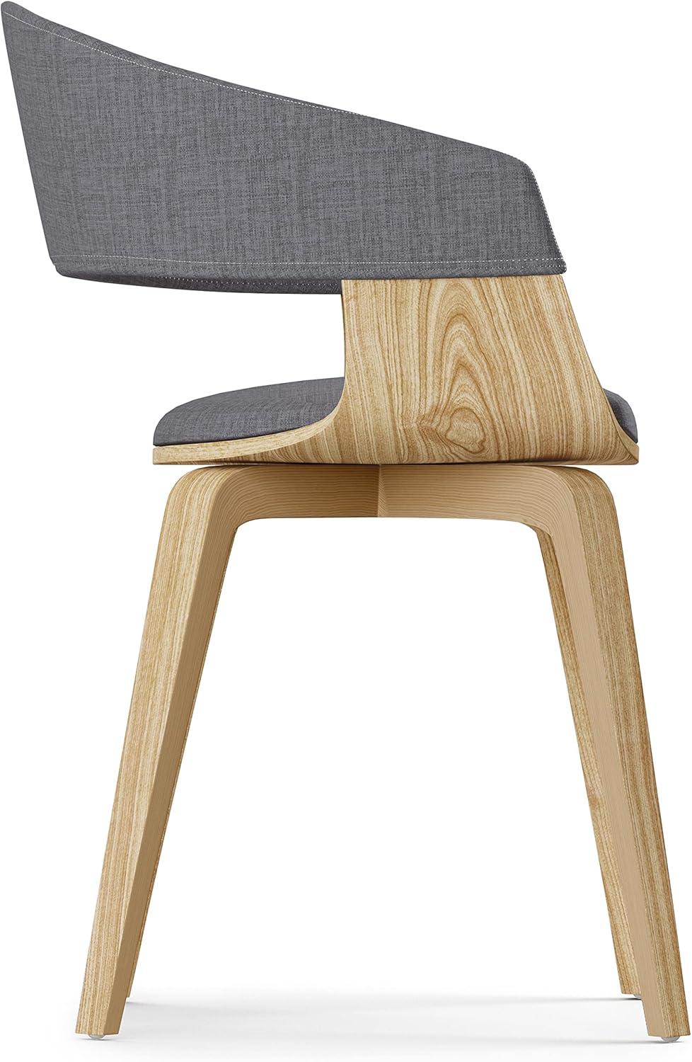 Lowell Bentwood Upholstered Dining Chair with Curved Backrest in Mid-Century Modern Style