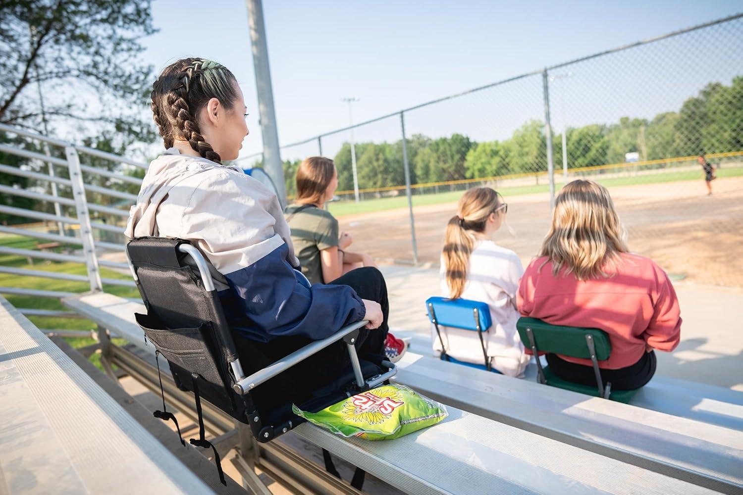 Stansport Folding Stadium Seat With Arms Black/Ten