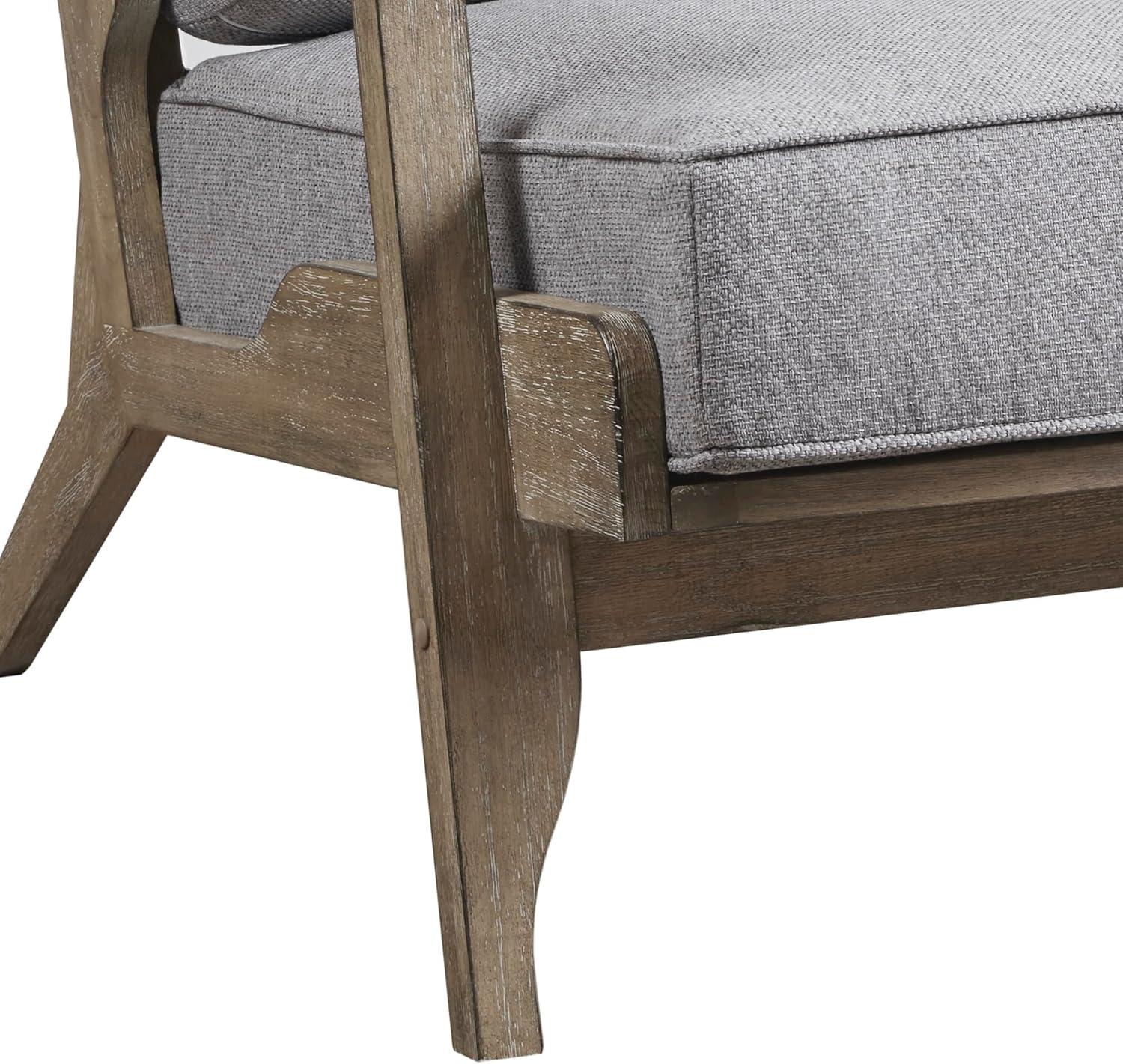 Malibu Accent Chair Gray: Upholstered Farmhouse-Inspired, Rubberwood Frame, 300lbs Capacity