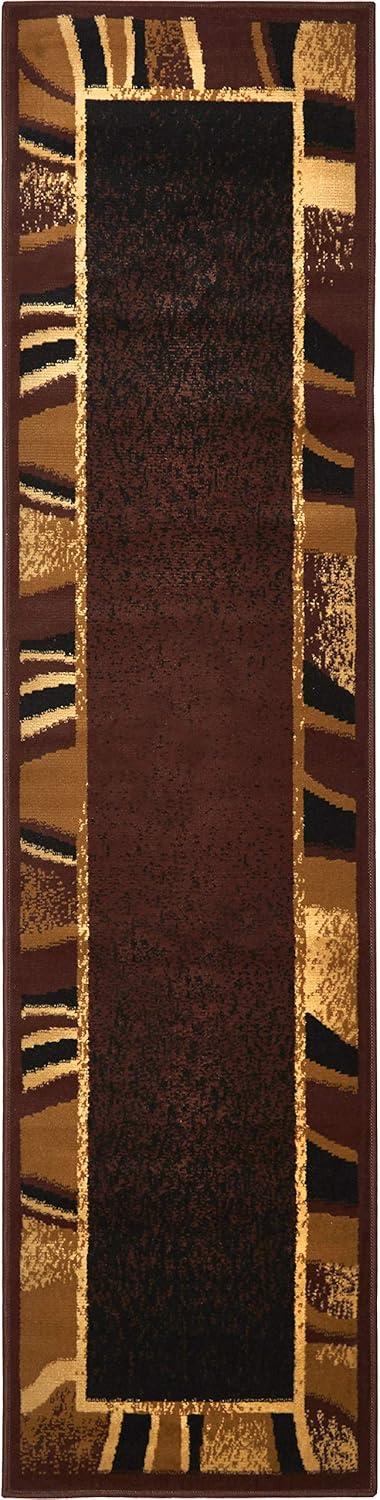 Home Dynamix Premium Rizzy Contemporary Abstract Border Runner Area Rug, Brown/Beige, 1'9"x7'2"