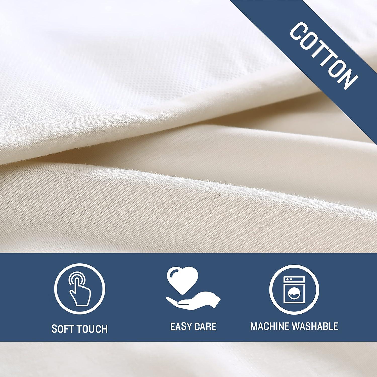 Beige Cotton Queen Bed Skirt with Split Corners