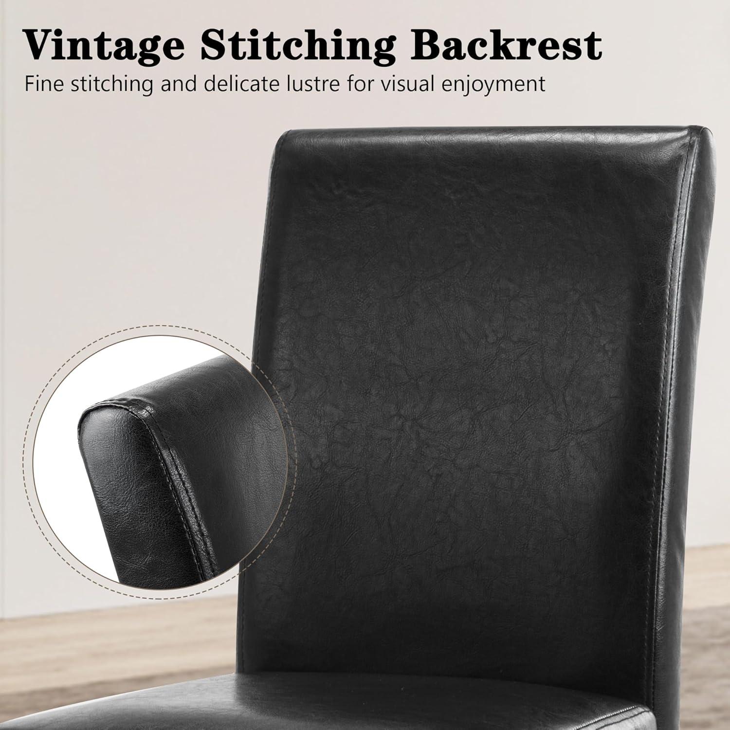 Tangkula Dining Chair Set of 4 w/ Acacia Wood Frame & Rubber Wood Legs Padded Backrest Black