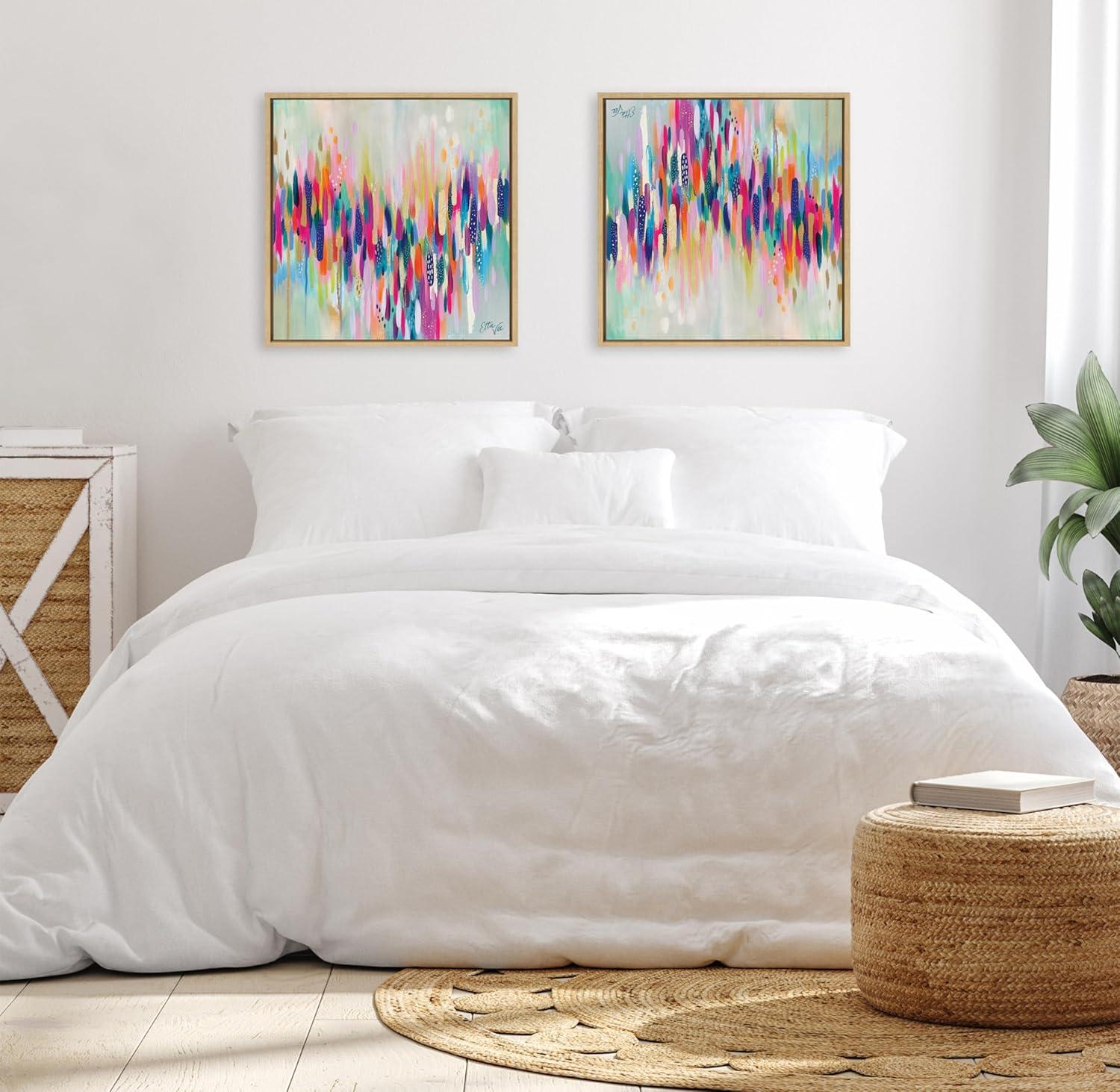 Kate & Laurel All Things Decor 22"x22" Sylvie Brushstroke 154 Framed Wall Art by EttaVee Modern Abstract Colorful Fun Wall Art