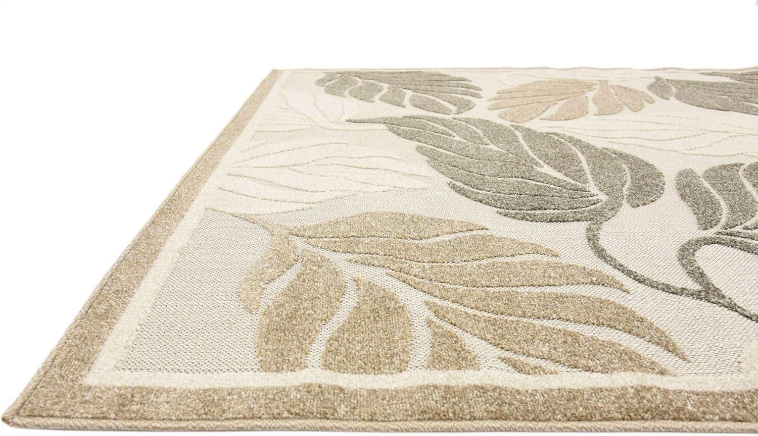 Unique Loom 6' 1 x 9' 0 Beige Outdoor Botanical Augusta Area Rug