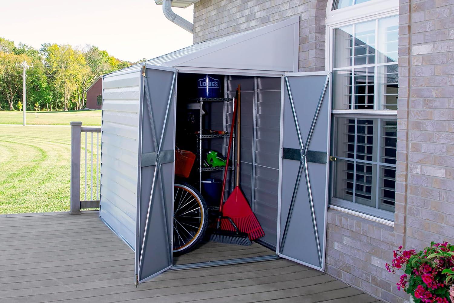 Yardsaver® 4 x 10 ft Steel Storage Shed Pent Roof Eggshell