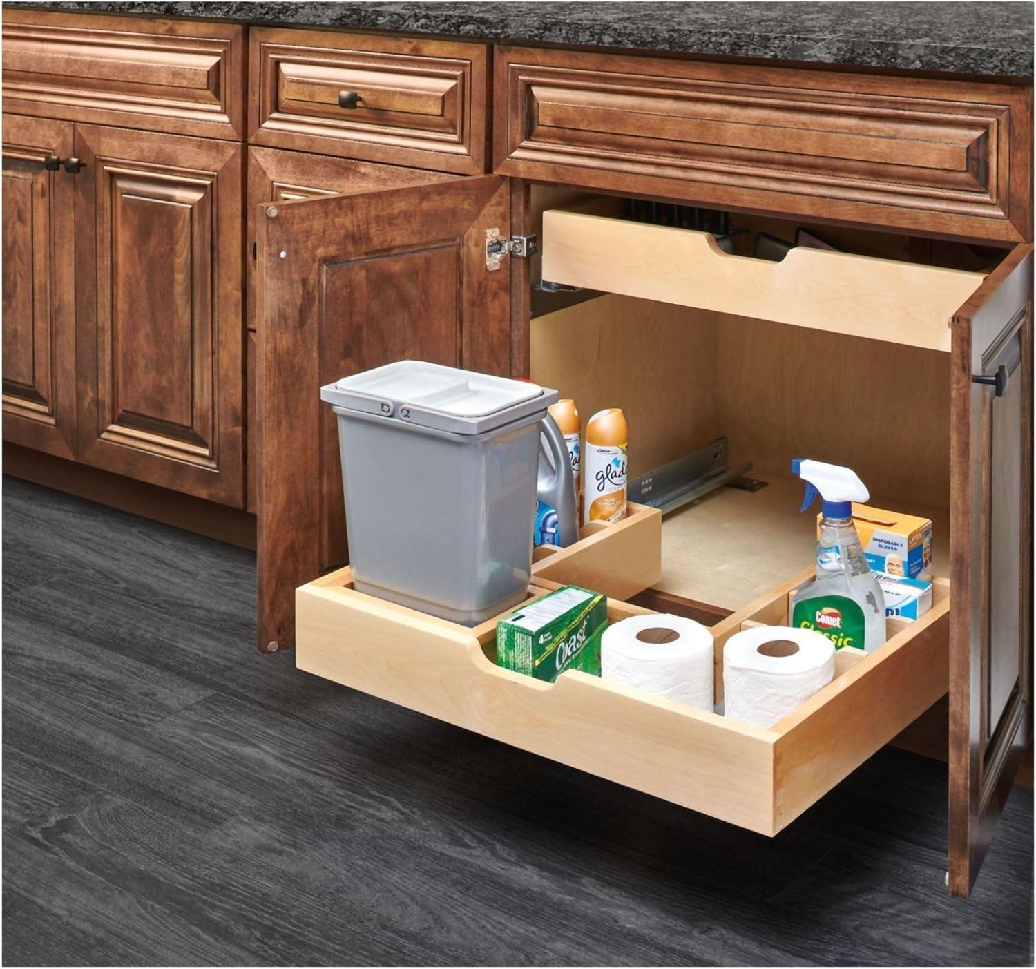 Rev-A-Shelf Wood Vanity Sink Cabinet Pull Out Organizer