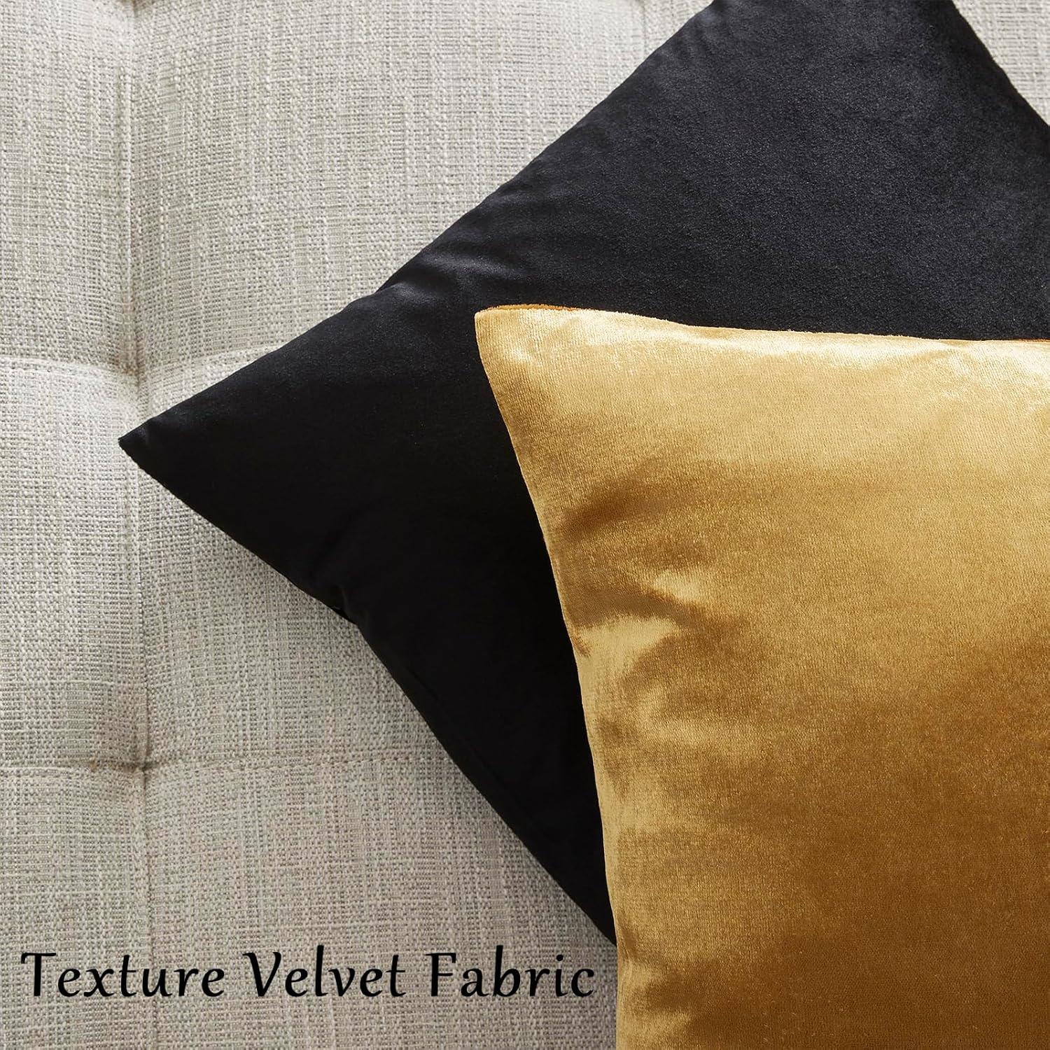 GIGIZAZA Gold Velvet Decorative 20x20 Throw Pillow Covers for Sofa Bed 2 Pack Soft Cushion Cover