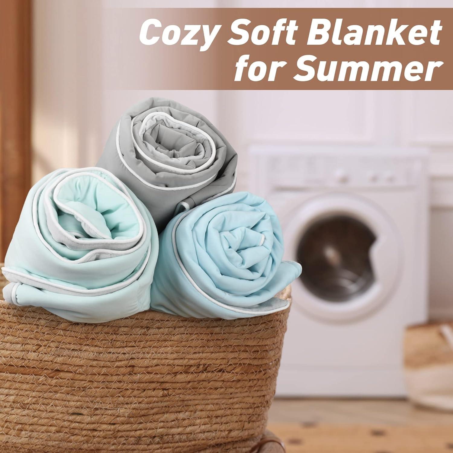 Catalonia Reversible Cooling Blanket, Lightweight Summer Comforter for Hot Sleepers, Silky Soft Summer Duvet Throw Size, 50 x 60 inches, Soft Breathable