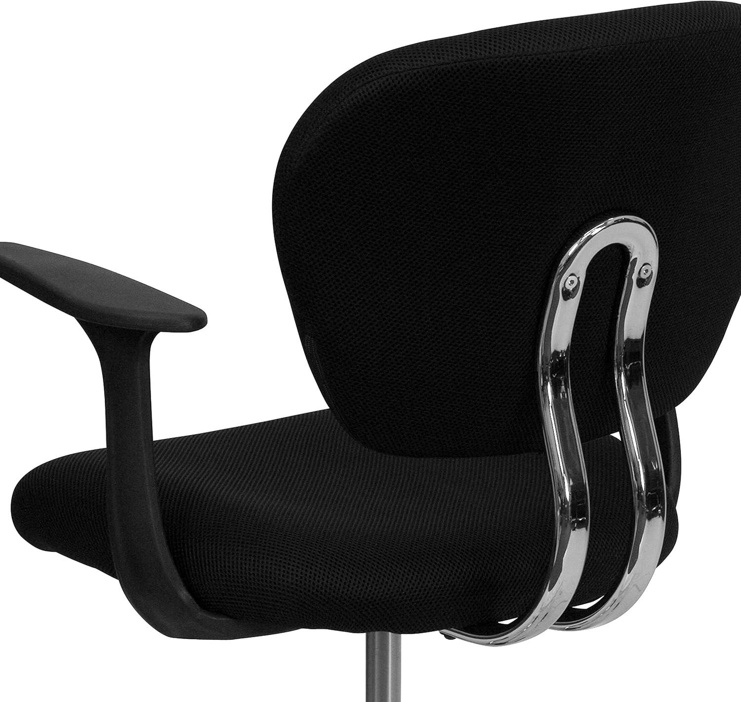 Flash Furniture Beverly Mid-Back Black Mesh Padded Swivel Task Office Chair with Chrome Base and Arms