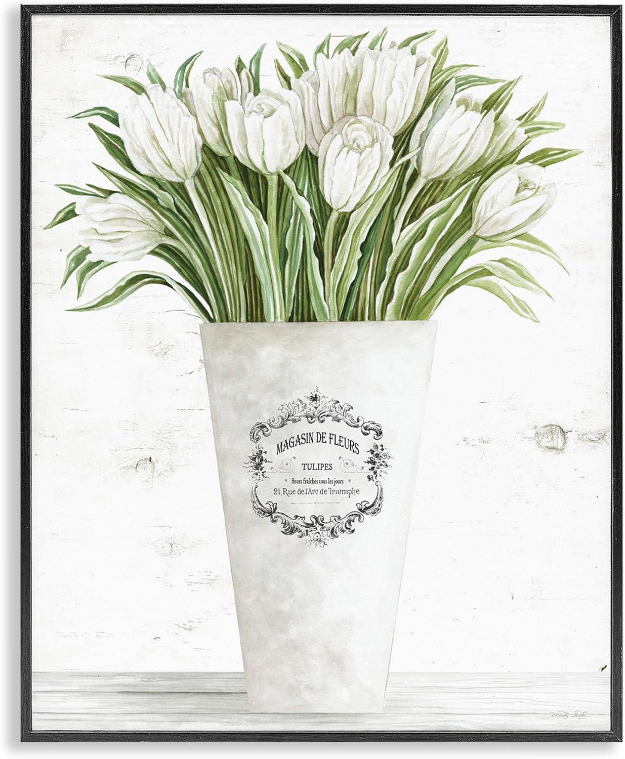 Stupell Industries Tulip Bouquet in Parisian Vase Floral Arrangement by Cindy Jacobs - Graphic Art Print