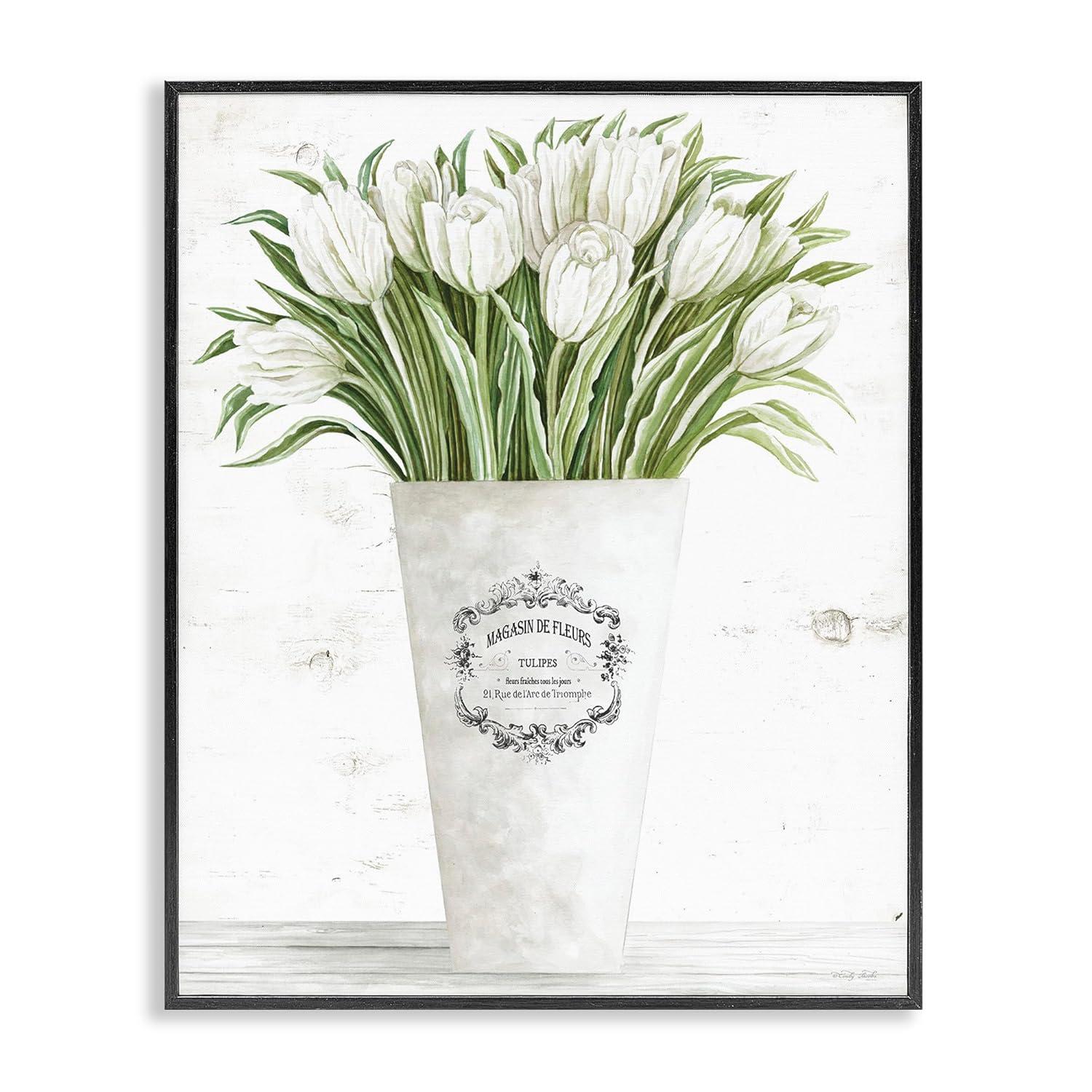Stupell Industries Tulip Bouquet in Parisian Vase Floral Arrangement by Cindy Jacobs - Graphic Art Print & Reviews | Wayfair