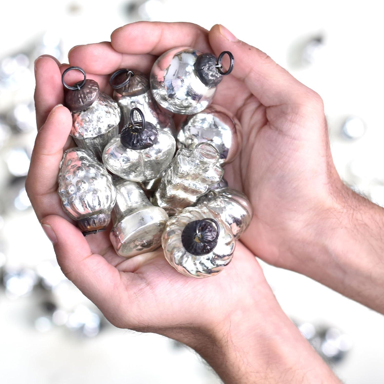 25 Piece Silver Mercury Glass Christmas Ornaments Vintage Christmas Decorations For Tree, Halloween, New Year, Valentine Day, Holidays, Event And Wedding Party Decor