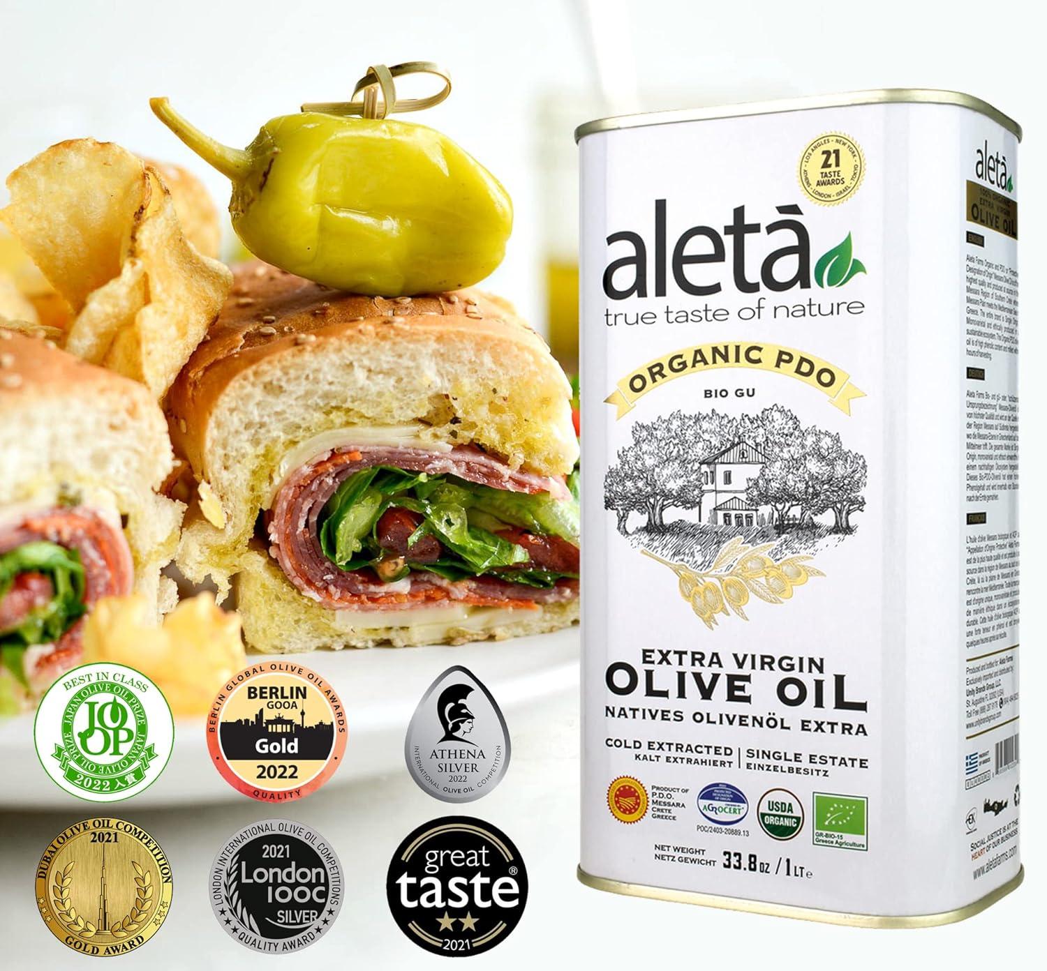 Aleta Organic Greek Extra Virgin Olive Oil in Metal Tin