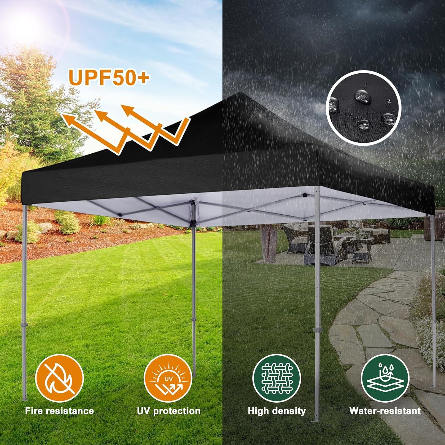 Black 8x8 Waterproof Pop-Up Canopy Replacement Top