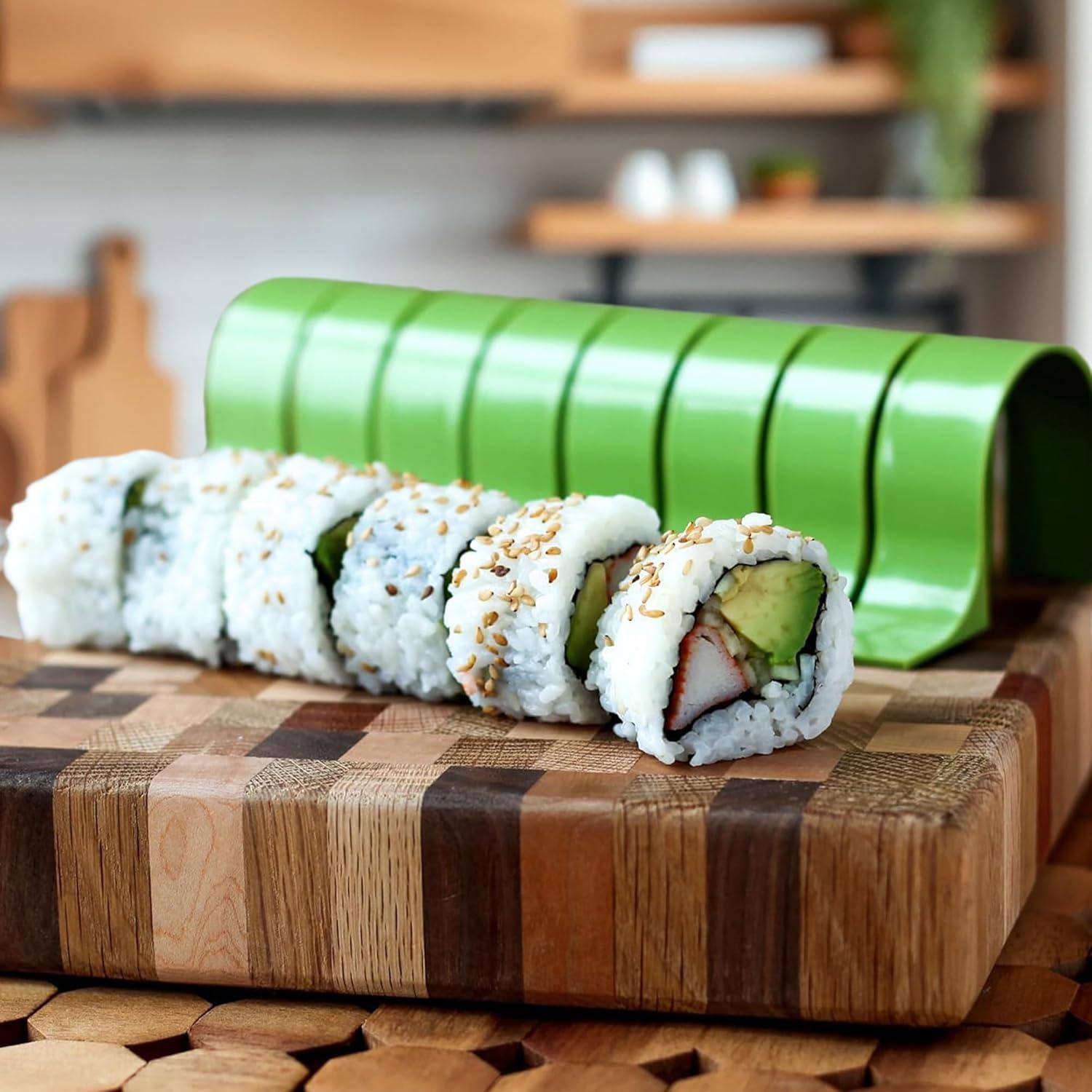 Green Plastic Sushi Making Kit with Rice Frame and Cutter