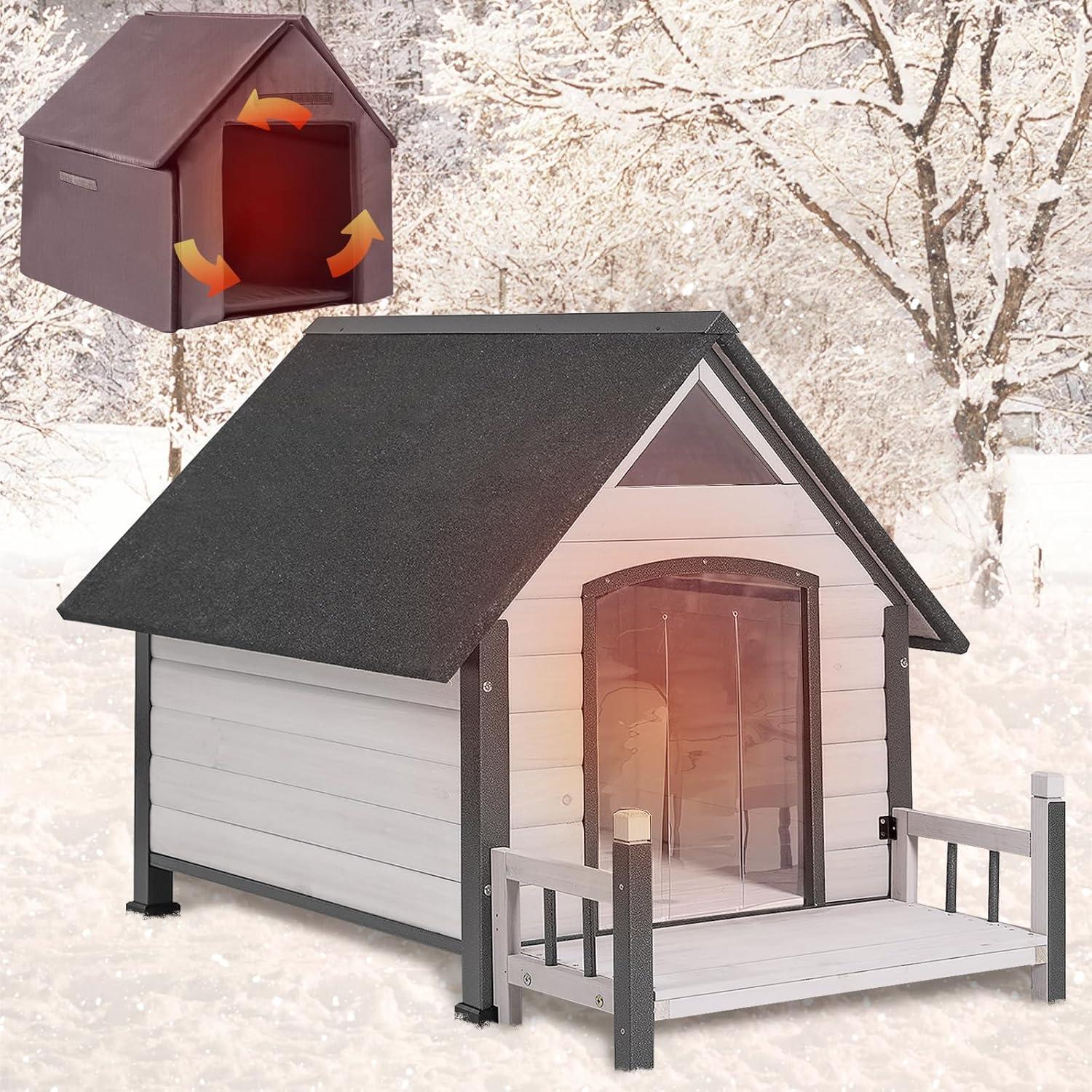 Aivituvin-AIR81-IN Medium Insulated Dog House Gray 32.9"(L) x 45" (W) x 32.6"(H)