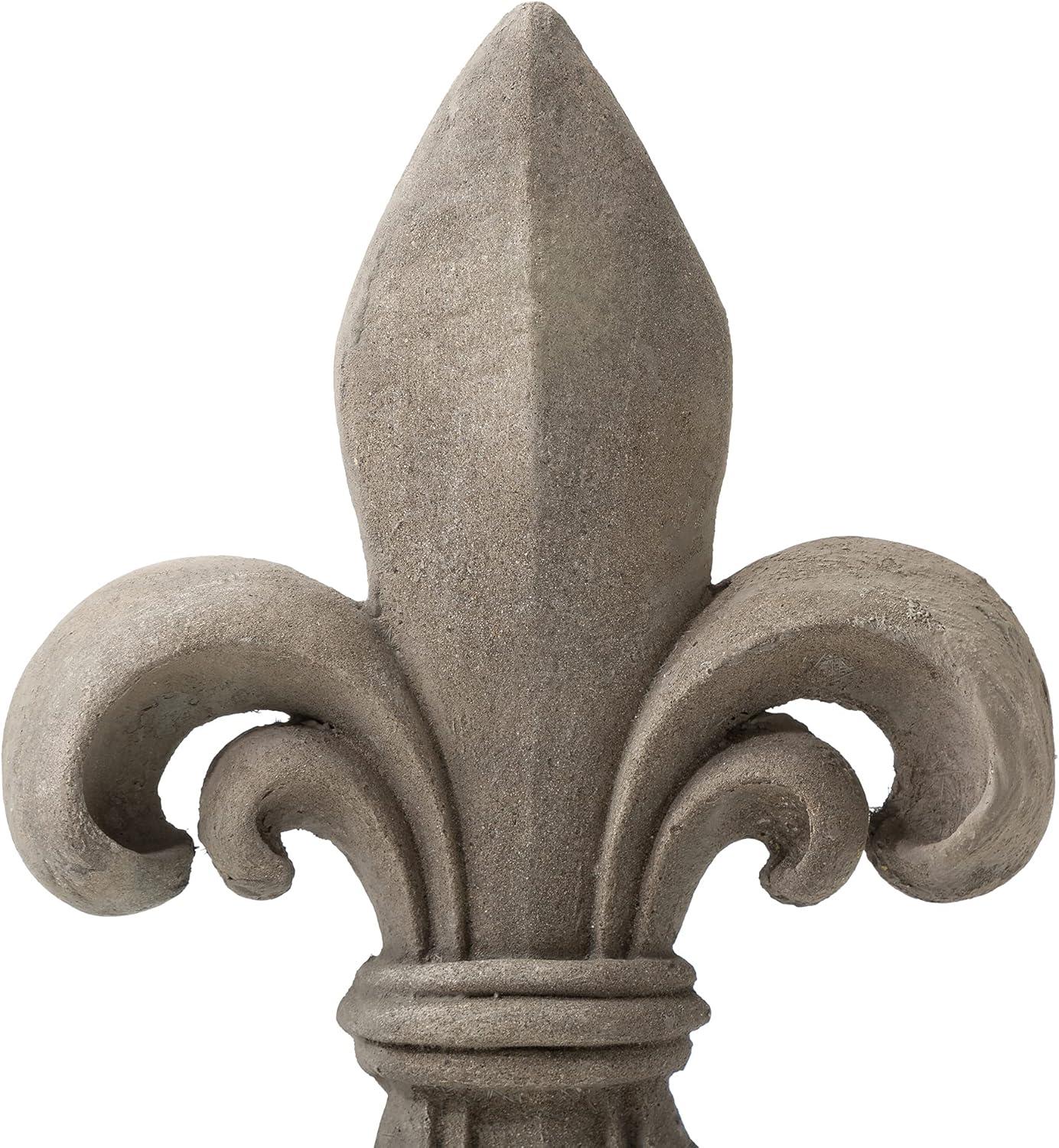 Concrete Grey 27.25" Textured Fleur De Lis Garden Statue