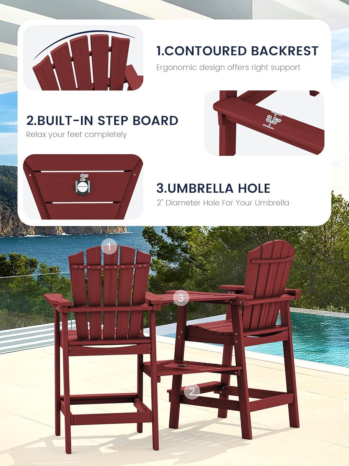 Rosecliff Heights Wolak HDPE Outdoor Adirondack Chair Set With Table
