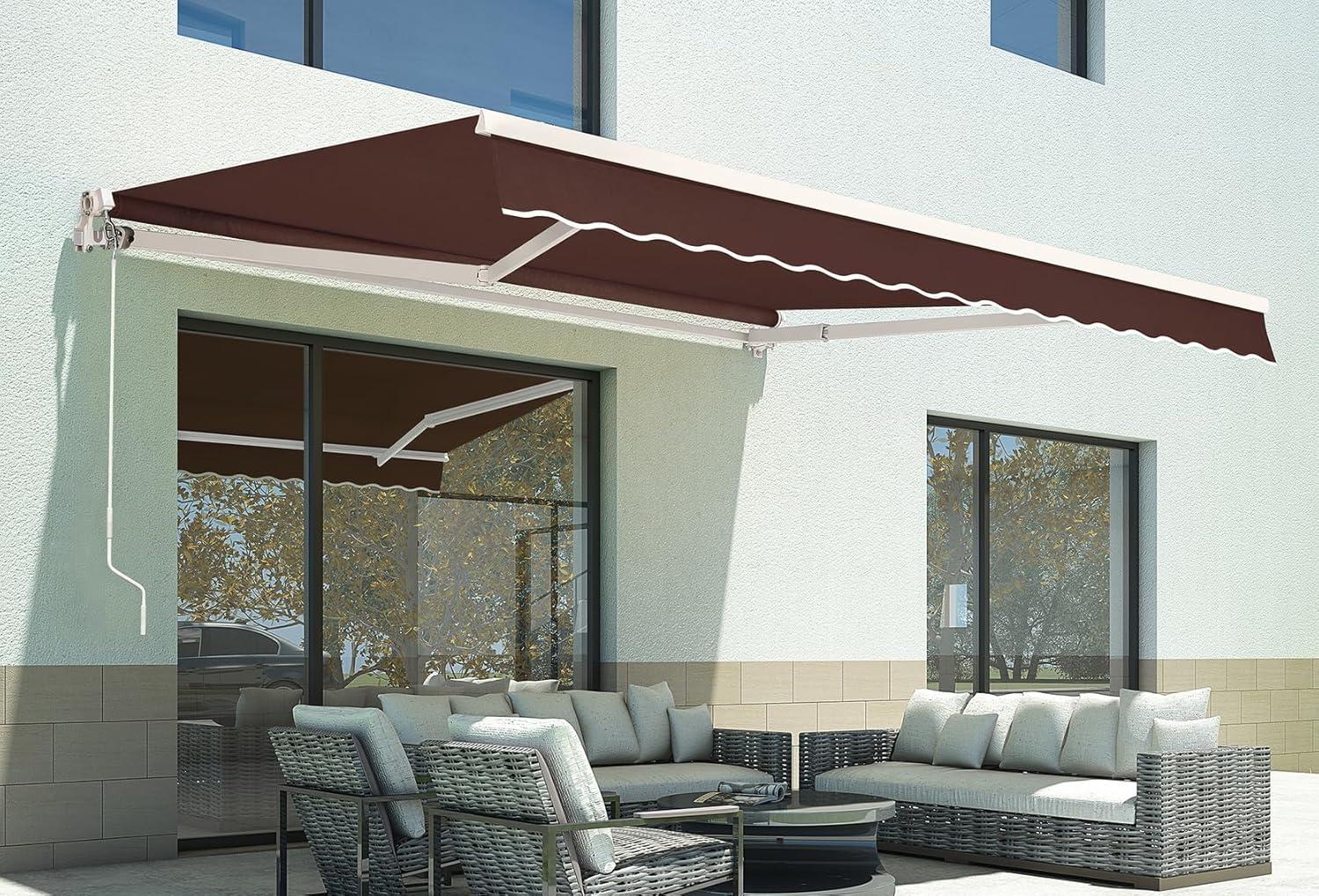 MCombo Manual Retractable Patio Door/Window Awning, Sunshade Shelter Outdoor Canopy