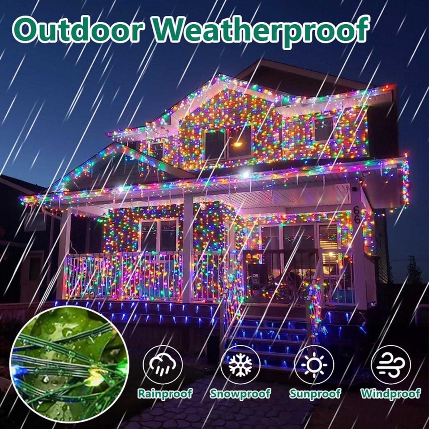 Multicolor 328FT LED Outdoor Christmas Tree Lights with Remote