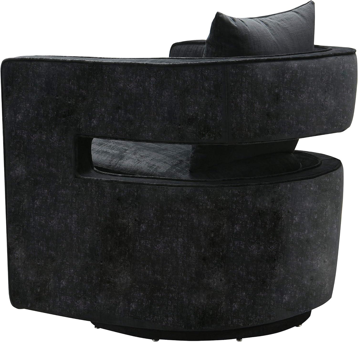 30'' Contemporary Black Velvet Swivel Accent Chair