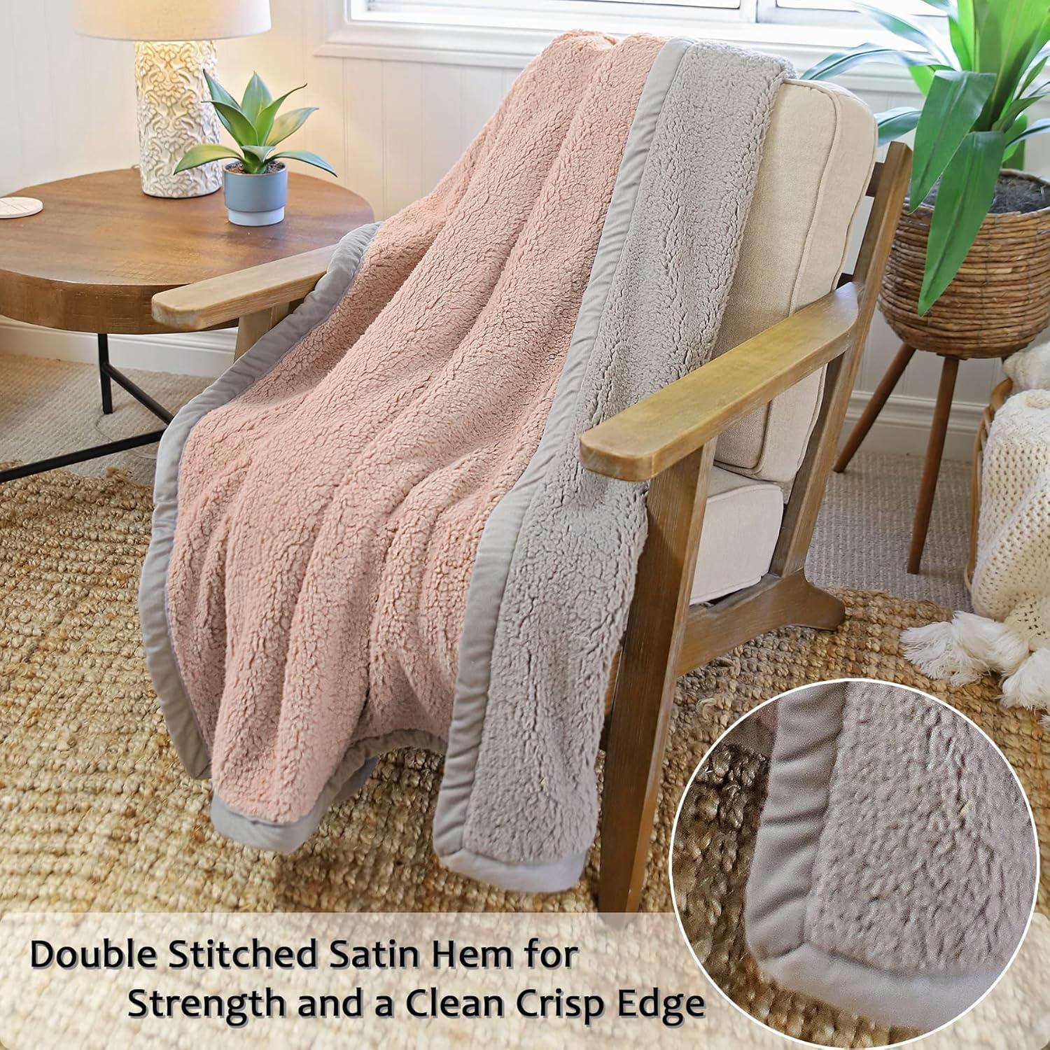 Catalonia Reversible Throw Blanket, Super Soft Fluffy Blanket, Fuzzy Comfy Warm Throws, Comfort Caring Gift, 50x60 Inches