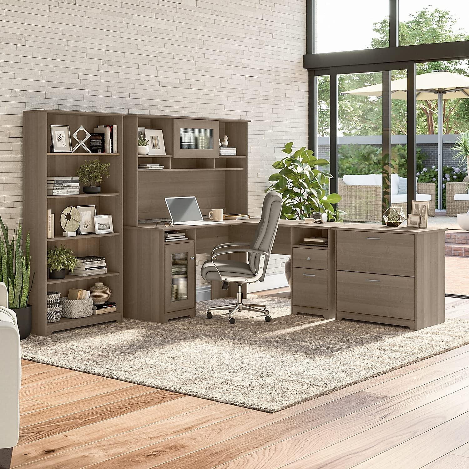 Ash Gray Adjustable 5-Shelf Floor-Standing Bookcase