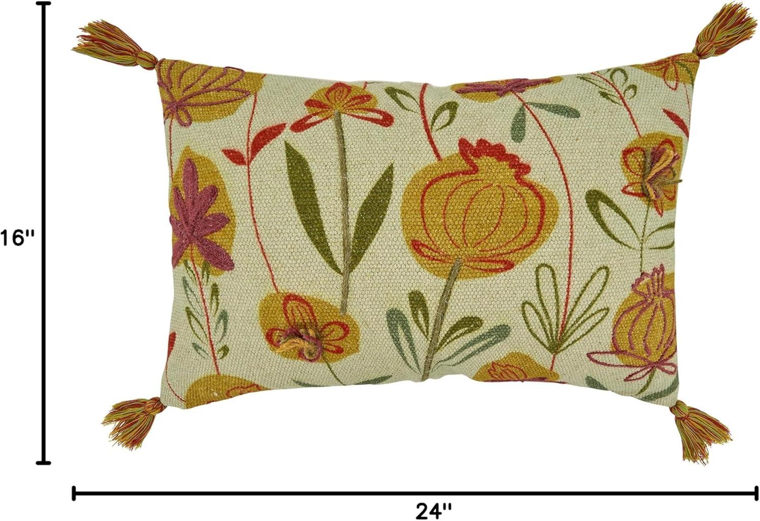 Saro Blossom Collection Floral Cotton Pillow Cover