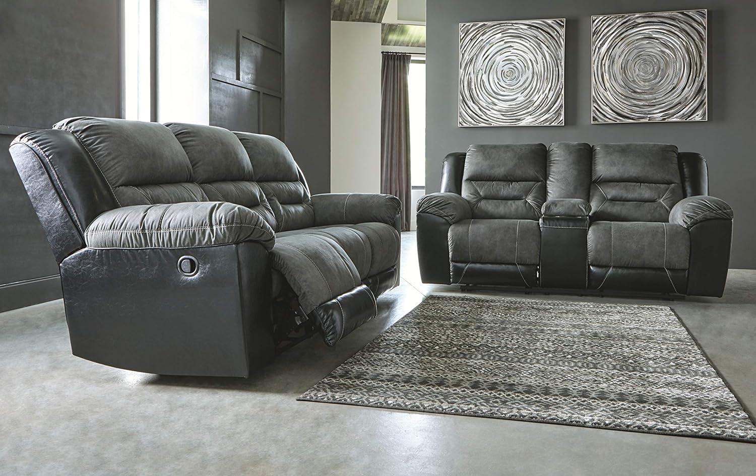 Signature Design by Ashley Earhart Reclining Loveseat with Console in Slate