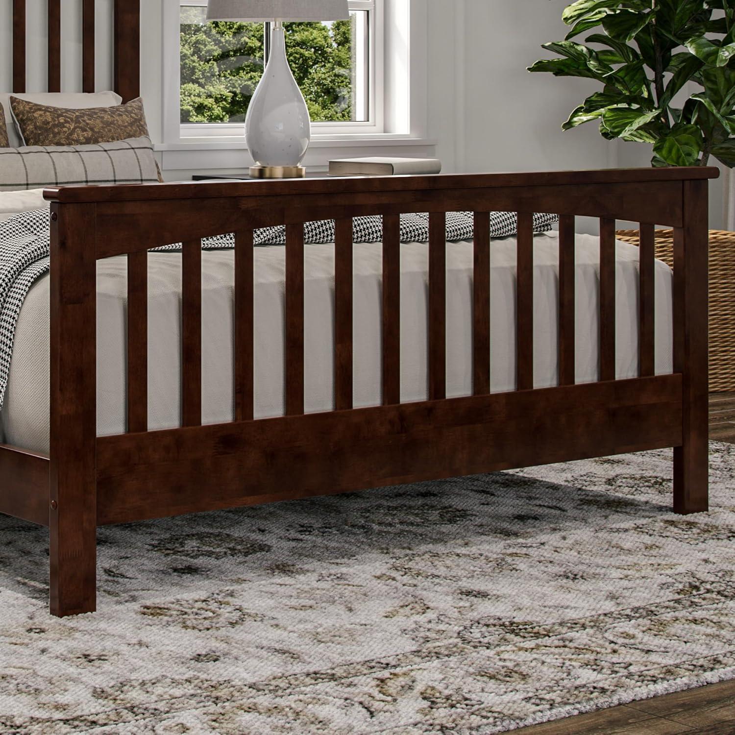 Brooklyn Queen Wood Foundation Bed with Matching Footboard in Walnut