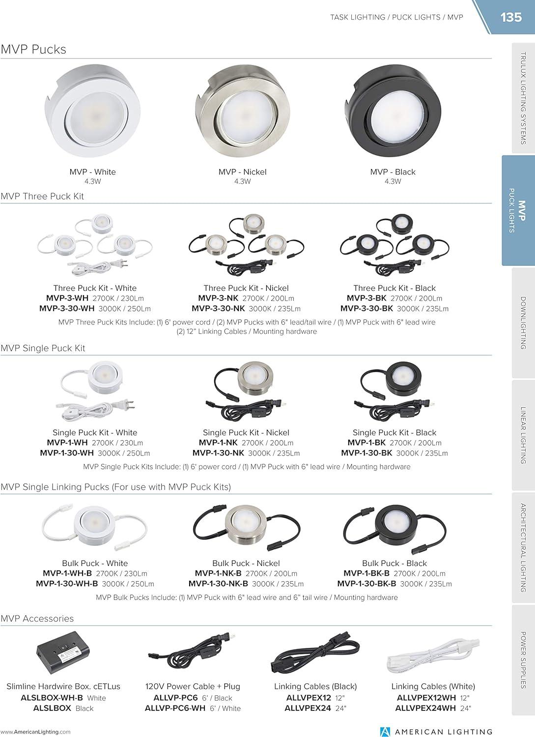 White Dimmable LED Swivel Puck Light Kit, 3-Pack